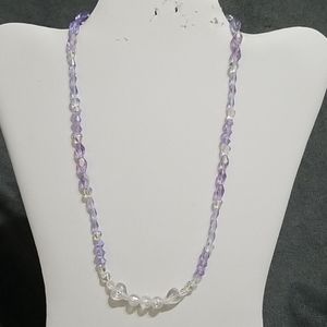 Purple and Clear Iridescent Necklace
